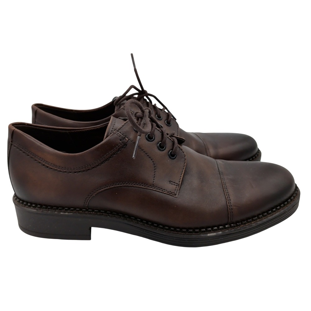 ECCO Newcastle Mens Brown Leather Cap Toe Derby Dress Shoes 610394 42 EU 8 US